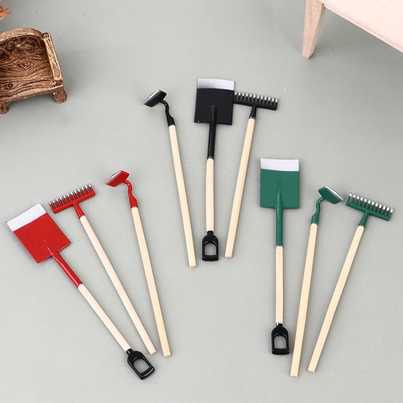 Gardening Tools Spade - 3 adet 1:12 Dollhouse Minyatürleri Bahçe
