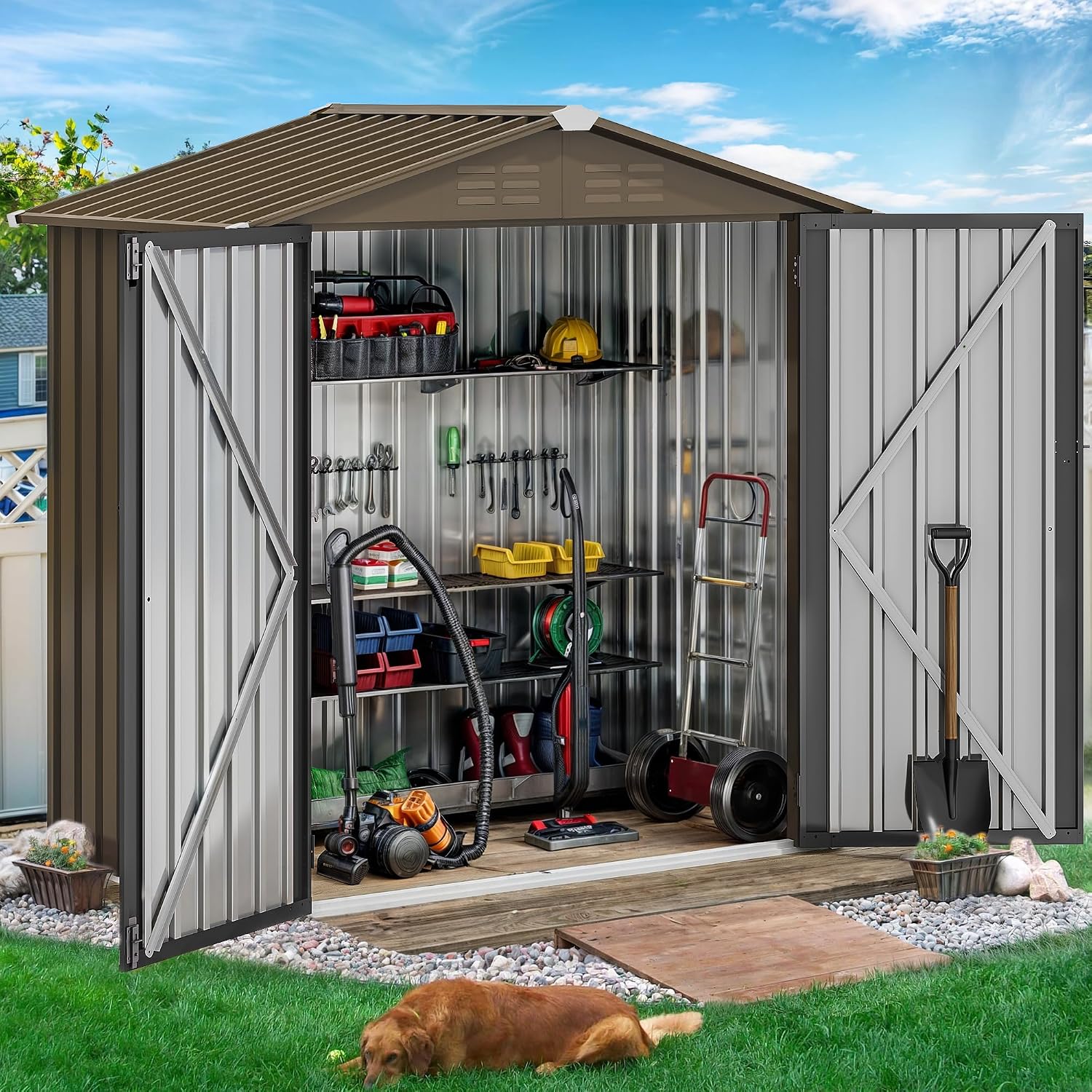 6x4ft Metal Dış Mekan Depolama - Gardening Tools Storage incelemesi ve fiyatı